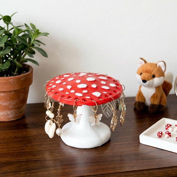 Mother's Day Gift, Birthday Gift,Mushroom Lover Gift, Jewelry Holder, Earring Display, Storage Rack, Necklace Storage, Mushroom Decor