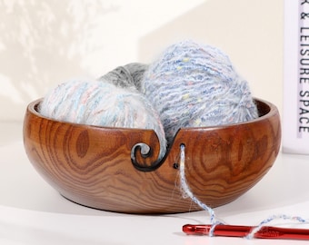 Mothers Day Personalized Wooden Large Portable Yarn Bowl,Handmade Knitting Storage Bowl,Wooden Engraved Yarn Holder,Gifts For Knitting Lover