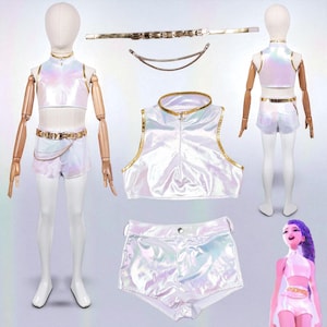Kids Rumi Cosplay Girls Clothing Vest Shorts Belt Waistchain Fantasia Kpop Demon 2025 Cartoon Hunters Costume Halloween Suit