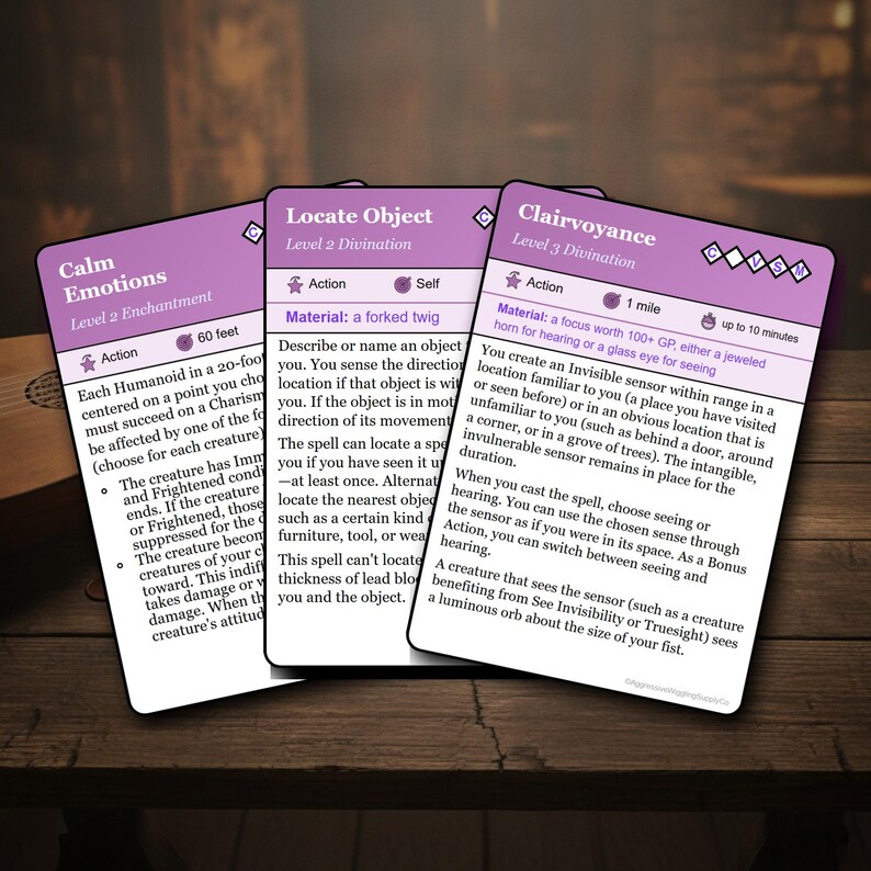 D&D 5.5e Bard Spell Cards | All Levels, Ink-Friendly (Digital Download) image 3