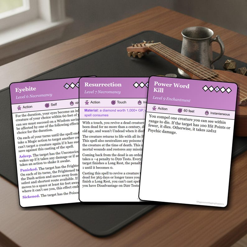 D&D 5.5e Bard Spell Cards | All Levels, Ink-Friendly (Digital Download) image 4