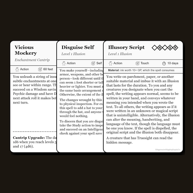 D&D 5.5e Bard Spell Cards | All Levels, Ink-Friendly (Digital Download) image 8