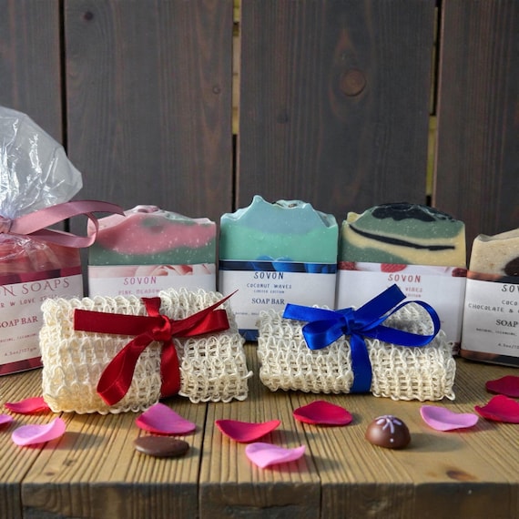 Handmade Soap Gift Set for the love in your Life. Yard Vibe W lovespell, Coconut Waves W Lavender.  Pink Meadows & Melt N Pour W Love Spell