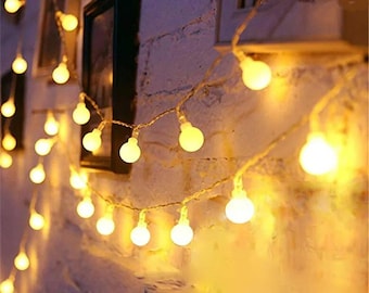 Luci a stringa LED alimentate tramite USB da 3 M, 6 M e 10 M, ghirlande luminose a sfera da 20/40/80 per esterni, decorazioni natalizie per feste e matrimoni in giardino