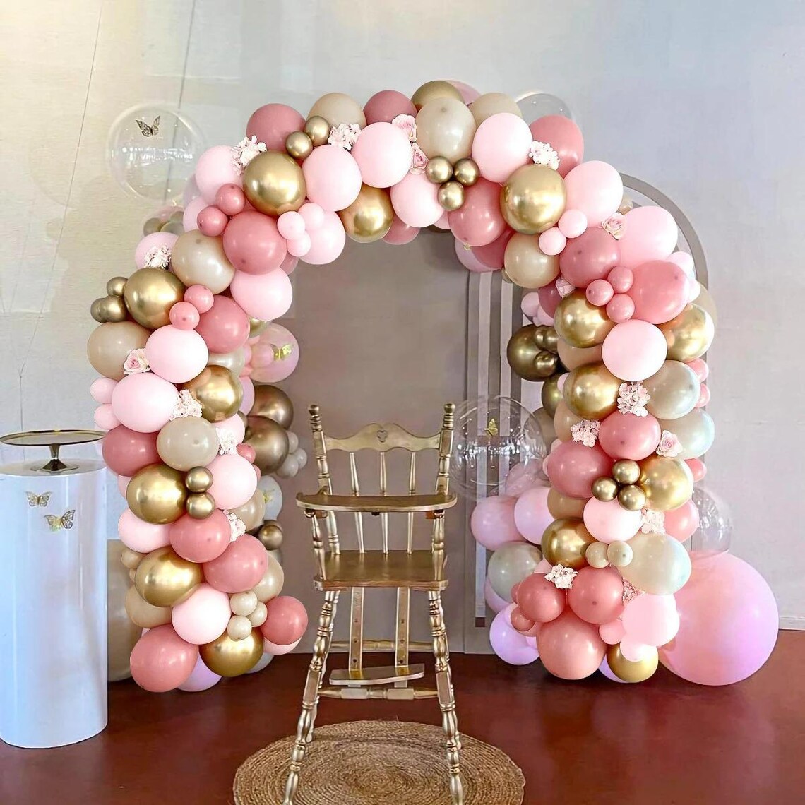 117pcs Pink Gold White Balloon Arch Kit, Romantic Latex Party Decor Set ...