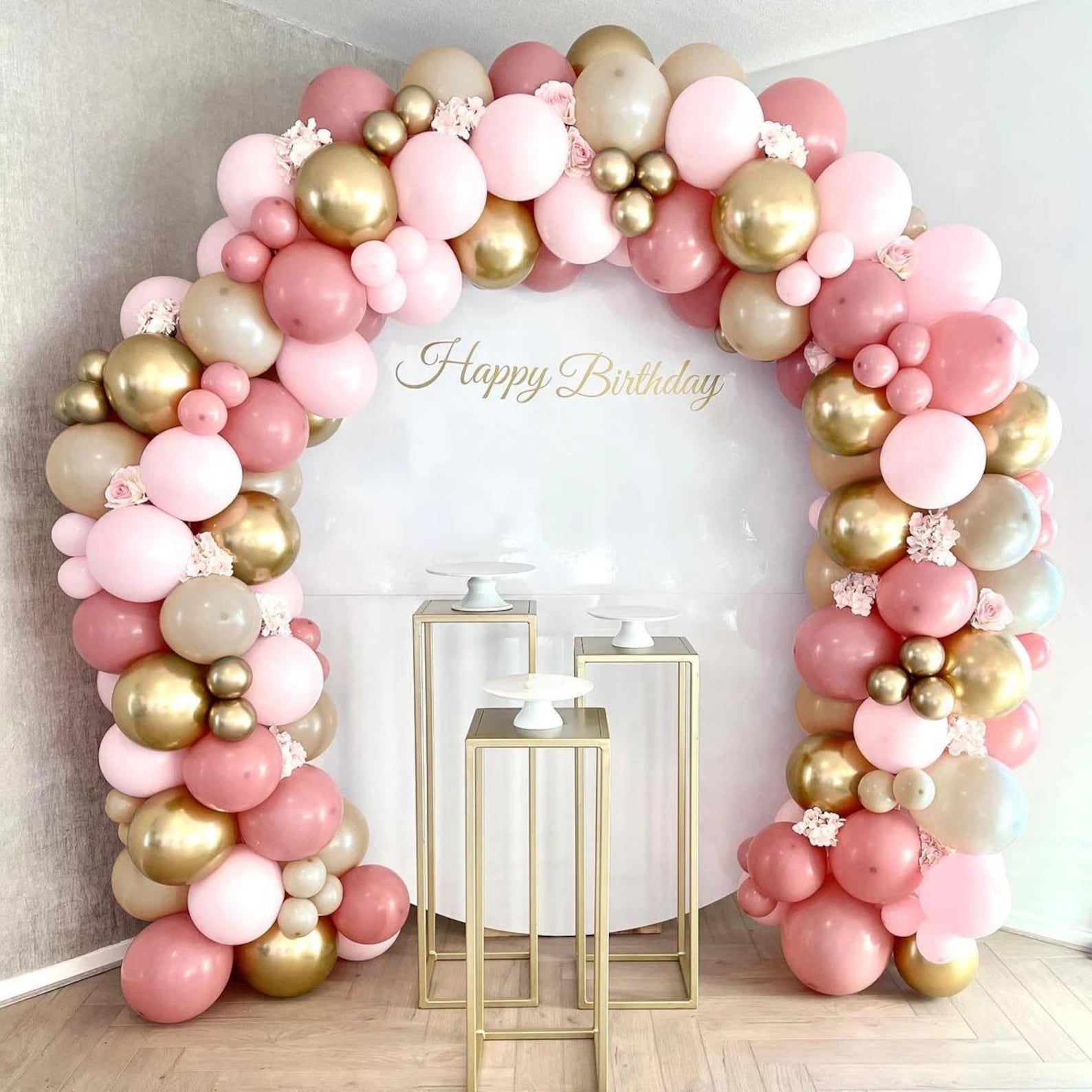 117pcs Pink Gold White Balloon Arch Kit, Romantic Latex Party Decor Set ...