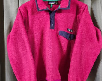 Vintage Patagonia Synchilla Snap-T Fleece Pullover Magenta Pink USA XS 25530
