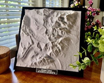 Mapa topograficzna Parku Narodowego Grand Teton, drukowana w 3D, figurka ścienna i stołowa