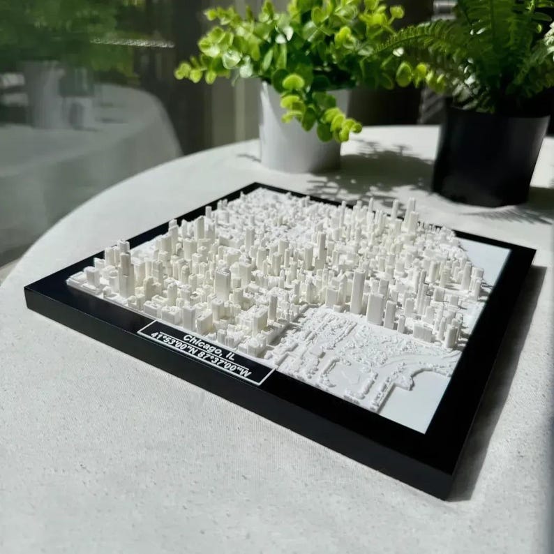 Chicago 3D City Model Map Wall and Table Art Figurine - Etsy