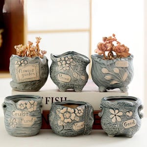 ceramic succulent pots · rustic set