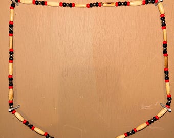 1 Bone Hand beaded necklace bear paw