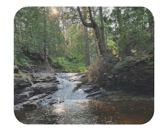 Forest Waterfall Mouse Pad | River Stream Nature Desk Mat
