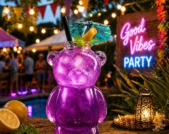Glazen beker in de vorm van een beer, drinkgerei teddybeer, inhoud 320 ml, feestglaswerk
