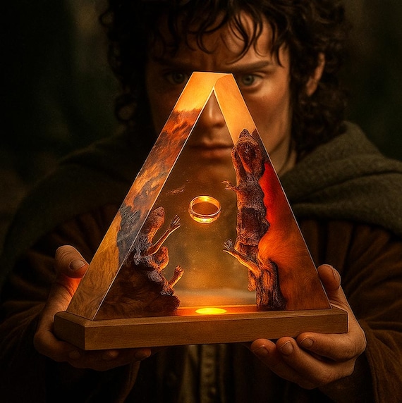 Lord of the Rings Resin Lamp, Handmade Fantasy Night Light