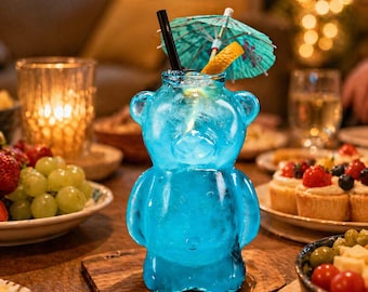Glazen beker in de vorm van een beer, drinkgerei teddybeercocktail van 320 ml