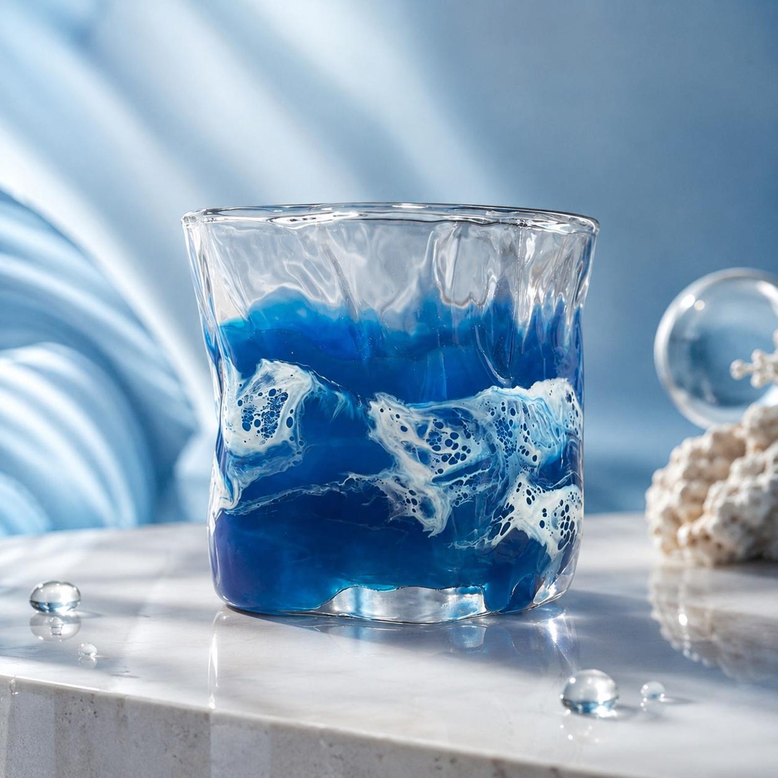Handmade Ocean Wave Whiskey Glass