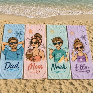 Personalized Family Beach Towels For Vacation Matching Summer Memories Beach Trip Photos