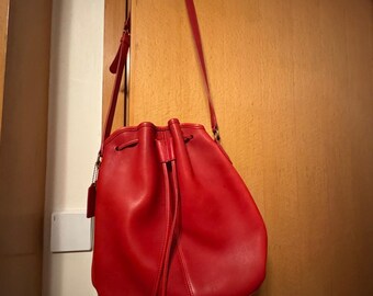 Vintage Coach Large Bucket Red Leather Handbag - Etsy display picture 3