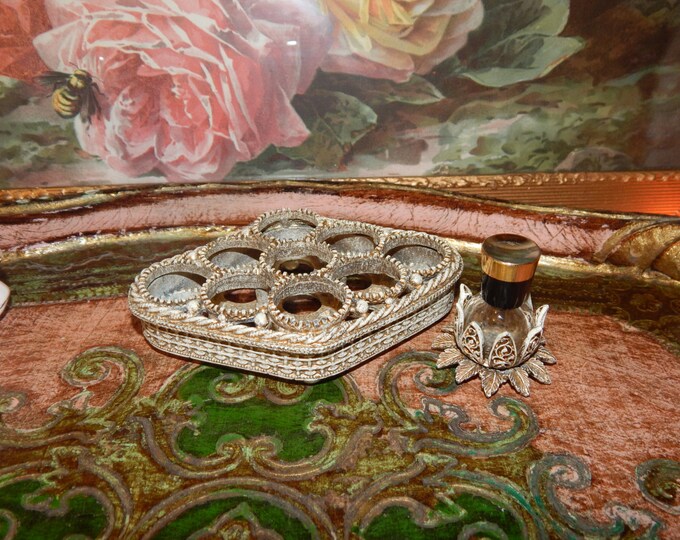 Vintage Florenza Hollywood Regency Lipstick Holder Rare Lotus Perfume