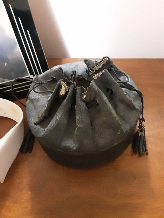 Antique Victorian Leather Collar Bag 1800's