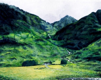 Scotland Highlands Glencoe Mountains & River - Giclée Print