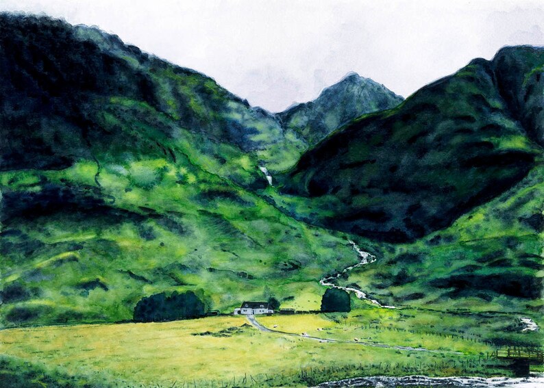Scotland Highlands Glencoe Mountains & River Giclée Print image 1