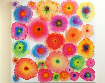 Pink Large Abstract Print Canvas - Circles - Flowers - Colorful - Blooms 2 Pink - Ltd Edition