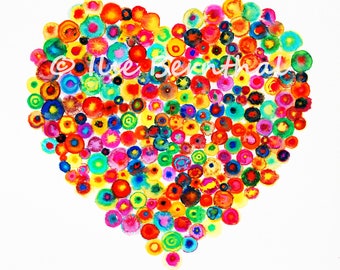 Heart Large Abstract Canvas Print - Colorful - 'Sweet Heart' - Ltd Edition 195