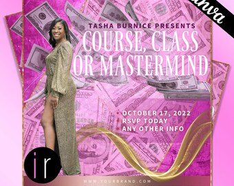 Course, Class, Mastermind Flyer | Live Masterclass | Canva Template | Digital Editable Canva Template | Instant Download