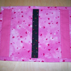 Valentine mug rug or mat pink hearts pink red and black centerpiece image 1