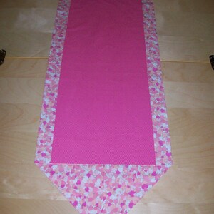 Valentine Table Runner Pink Hearts pink peach white metallic gold centerpiece topper or scarf image 2