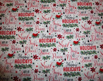 Christmas table runner - happy holidays dark green red white