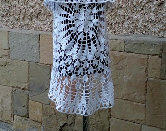 Crochet Circle Bolero, White Mandala Bolero, Flower Wedding Bolero,Lace Circular Vest Bohemian Wrap, Boho Style Vest, Bridal Shrug,