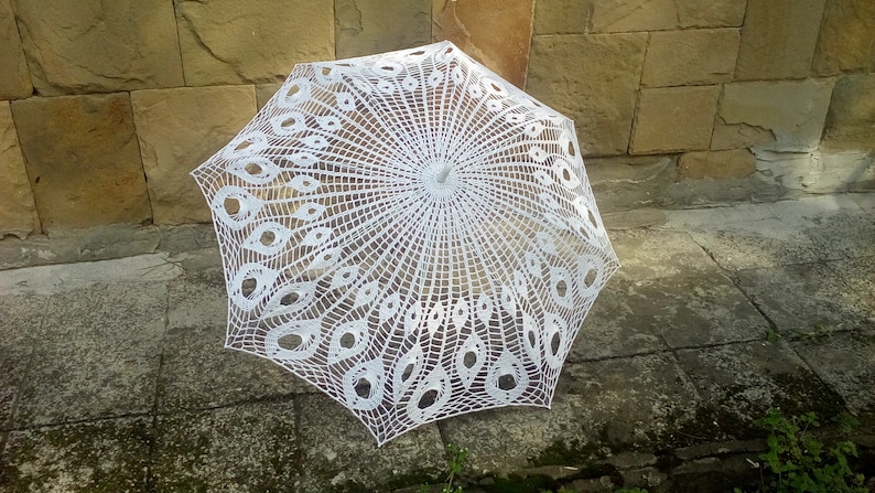 Wedding Umbrella White Lace Parasol Crochet Wedding Etsy