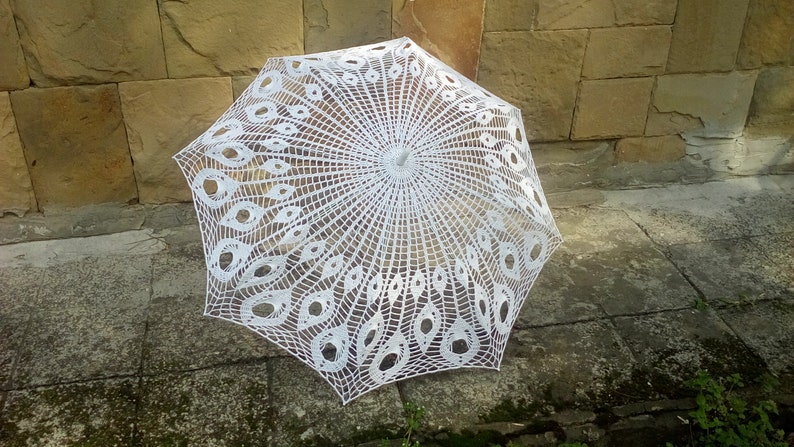 Wedding Umbrella White Lace Parasol Crochet Wedding Etsy