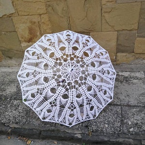 Crochet  Umbrella, Wedding Parasol, Lace Umbrella, Victorian Parasol, Bridal Umbrella, Photo Session Umbrella, White Wedding Gifts