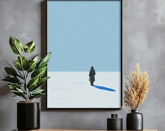 Minimalist Snowy Traveler Art, Printable Ice Wanderer Figure Wall Decor, Serene Modern Aesthetic, Calm Digital Download, Neutral Home Art 88