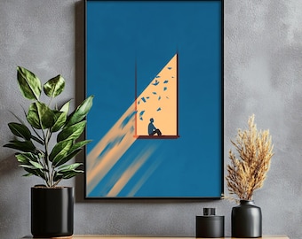Minimalist Optimistic Windowsill Art - Modern Geometric Print, Scandinavian Decor, Abstract Wall Art, Digital Download for Home Aesthetic 82