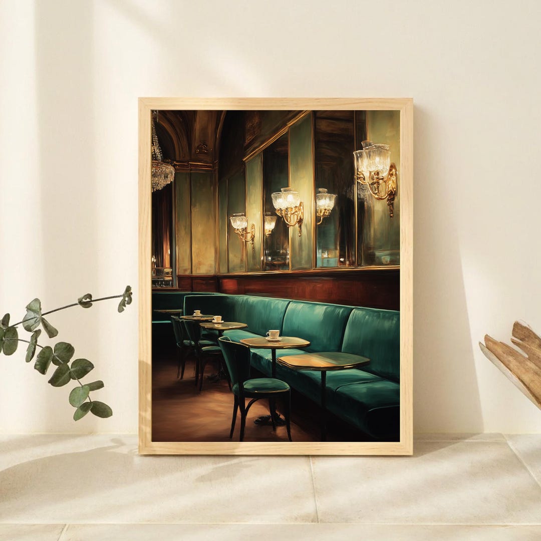 Viennese Coffeehouse Interior Art - Cozy European Café Scene, Vintage ...
