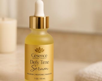 Defy Time Serum: Anti-Aging Glow Facial Oil with Jojoba, Castor & Frankincense.