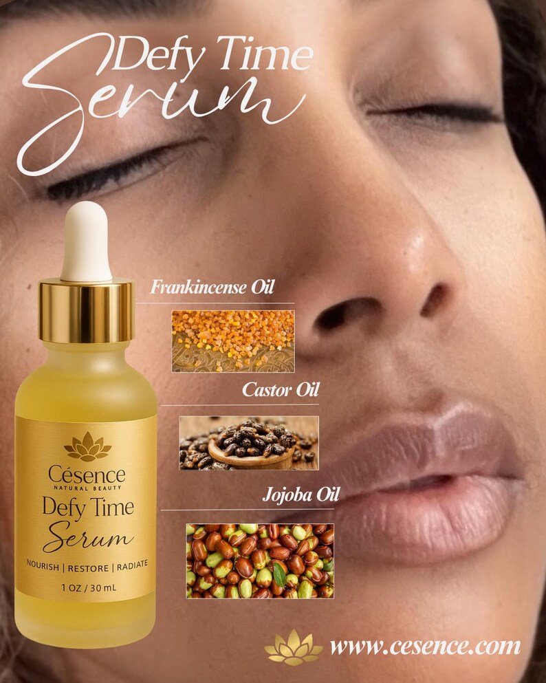 Defy Time Serum: Anti-Aging Glow Facial Oil with Jojoba, Castor & Frankincense. image 2