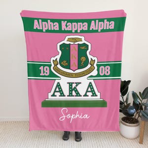 Gepersonaliseerde Alpha Kappa Alpha-deken, groenroze fleece dekens, ook bekend als vrouwenclubcadeau