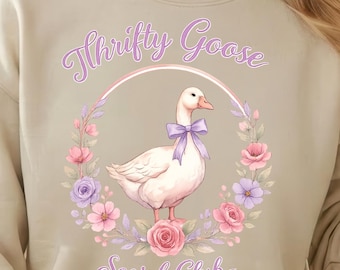 Lustiges Thrifting PNG Design, Thrifty Goose Social Club Sublimationsdesign, Grandmillenial Coquette Trendy Png für ein Shirt Digital Download