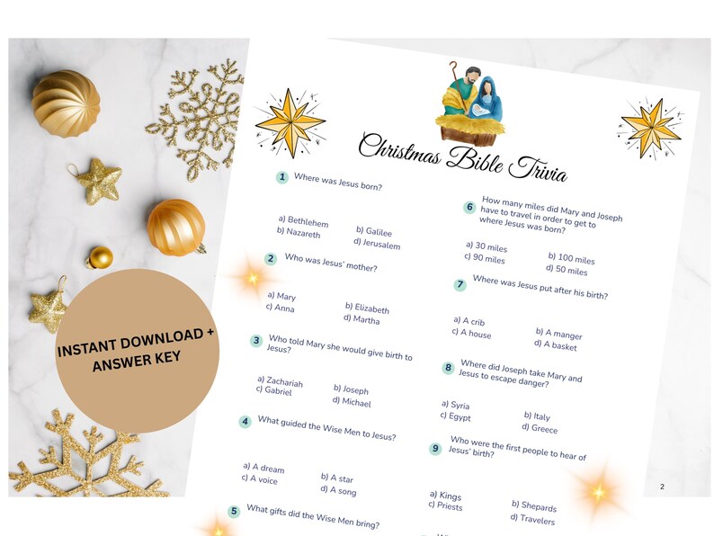 Christmas Bible Trivia Game, Nativity Printable (PDF) - Etsy