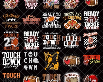 Bundle PNG saison des Touchdowns, automne football sublimation Design automne noeud clipart, match chemise jour téléchargement PNG pour les amateurs de sport