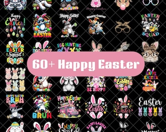 Joyeuses Pâques Png, Png de Pâques à carreaux, Coup de pinceau de Pâques, Pâques preppy png, Pâques rétro, lapin png, png de printemps, sublimation design