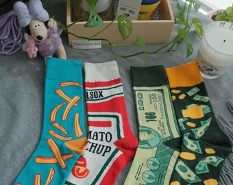 Lustige Mismatched Socken | Süße Socken | Neuheit Crew Socken | Lustige Socken | Bunte Crew Socken | Geschenk für Sie | Baumwollsocken | Geschenk für Ihn