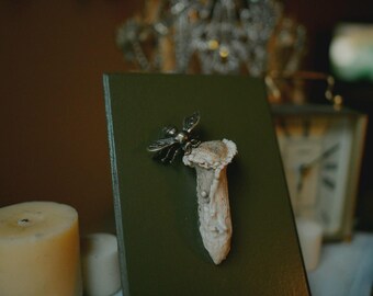Deer Bone Wall Art – Gothic Oddity with Bee, Hand-Painted Plaque