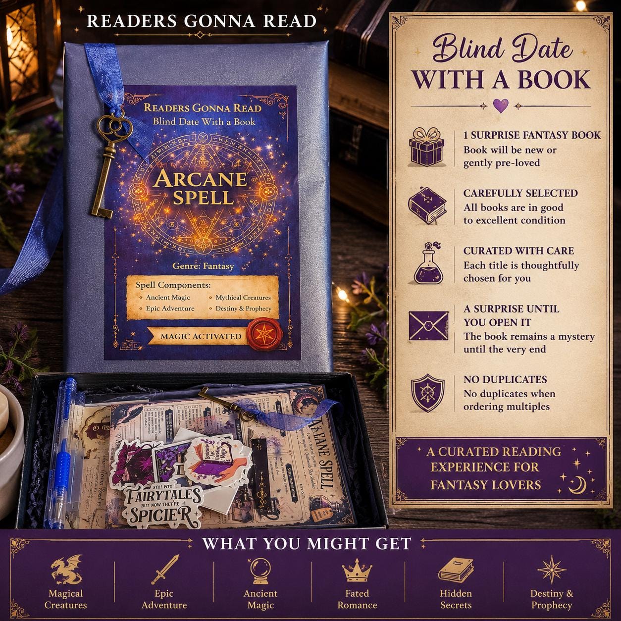Fantasy Blind Date Book | Arcane Spell Mystery Bundle, Romantasy Reader ...