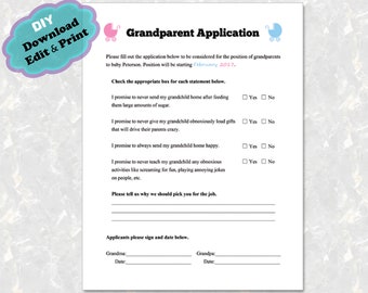 Grandparent Pregnancy Announcement - Pregnancy Reveal to Grandparents - Grandparent Application